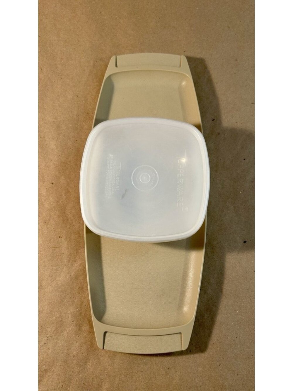 Vintage Tupperware Serve-Ette- Almond Tray w/White Bowl and Lid #771